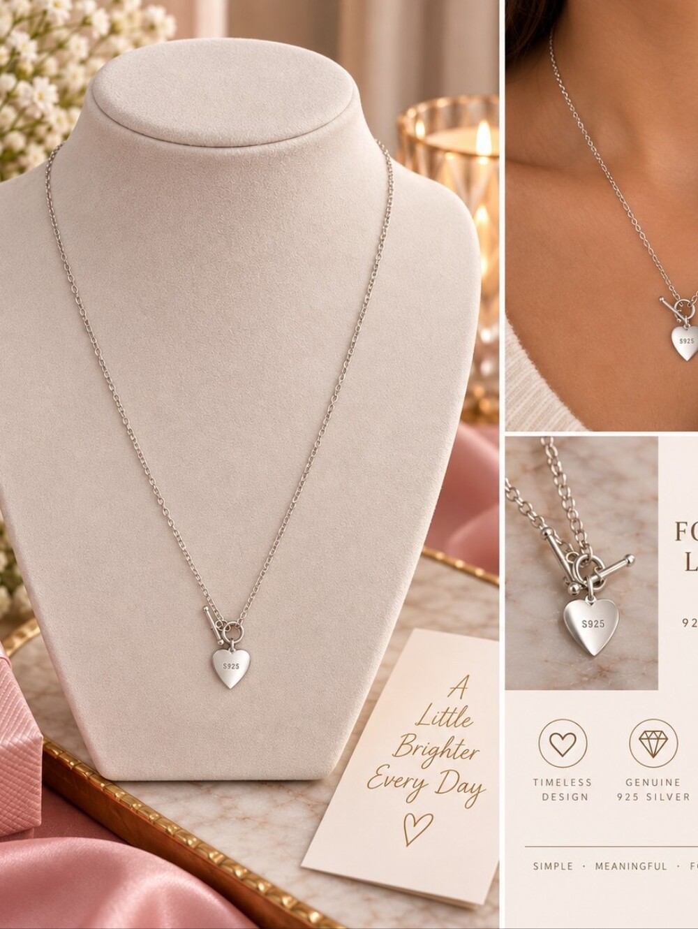 Sweetheart Shine Pendant Necklace 925 Sterling Silver